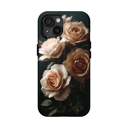 Peach Roses Dark Moody Floral Background