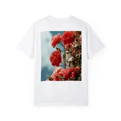 Red Roses Climbing Against Blue Sky