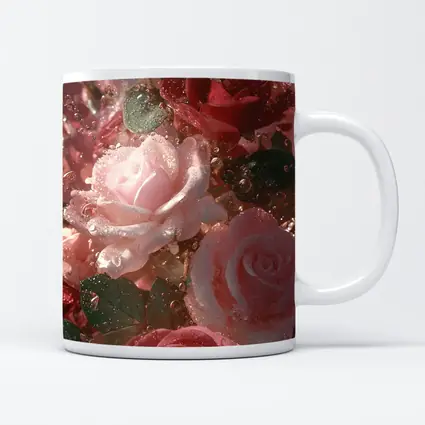 Pink and Red Roses with Water Droplets