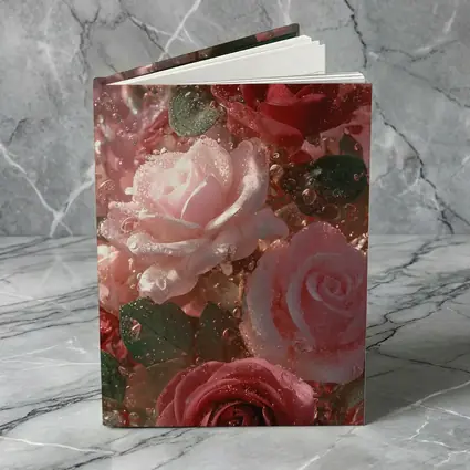 Pink and Red Roses with Water Droplets