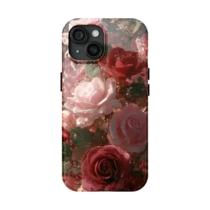 Pink and Red Roses with Water Droplets