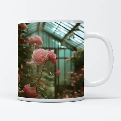 Pink Roses Blooming Inside Glass Greenhouse