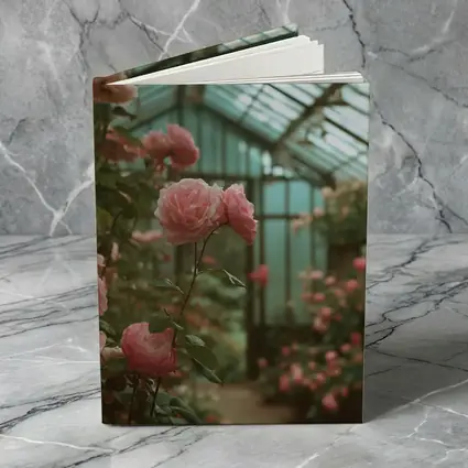 Pink Roses Blooming Inside Glass Greenhouse