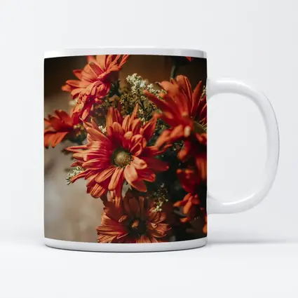 Red Chrysanthemums Bouquet Warm Dark Background