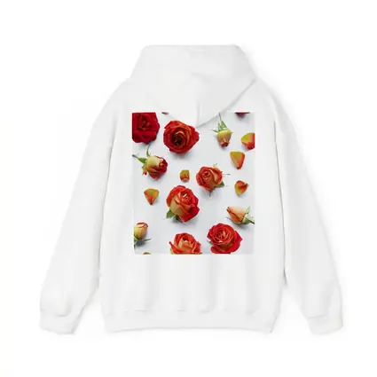 Red Roses and Petals White Background