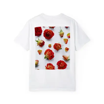 Red Roses and Petals White Background
