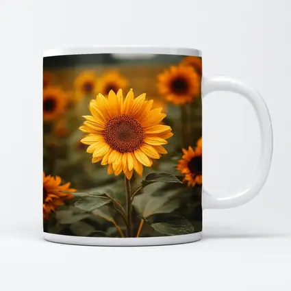 Sunflower Field Golden Blooms Overcast Sky
