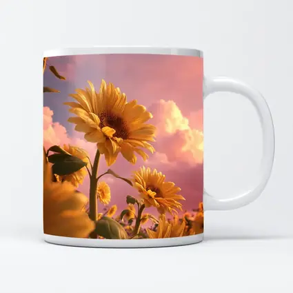 Sunflowers Against Pink Dreamy Sky
