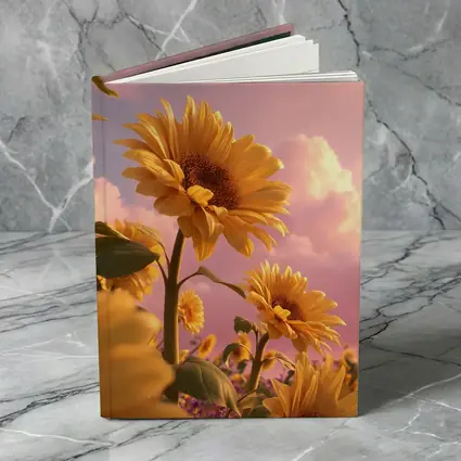 Sunflowers Against Pink Dreamy Sky