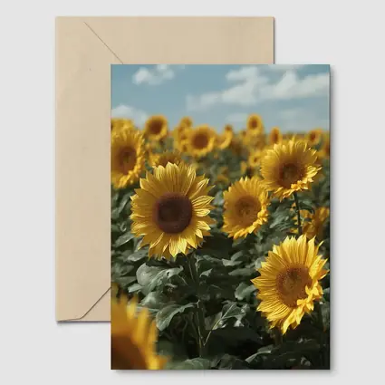 Sunflower Field Under Bright Blue Sky