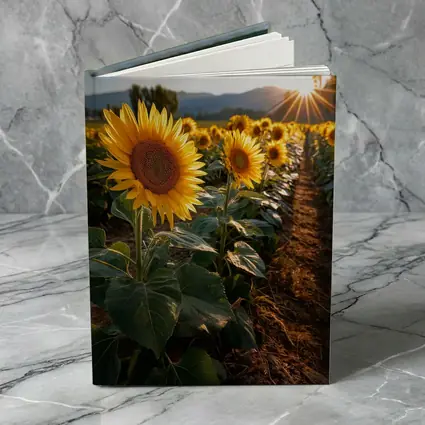 Sunflower Field Golden Hour Mountain Backdrop