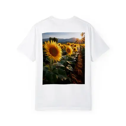 Sunflower Field Golden Hour Mountain Backdrop