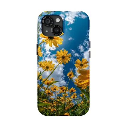 Yellow Daisies Against Blue Summer Sky