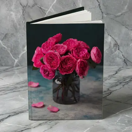 Pink Roses Bouquet In Glass Vase