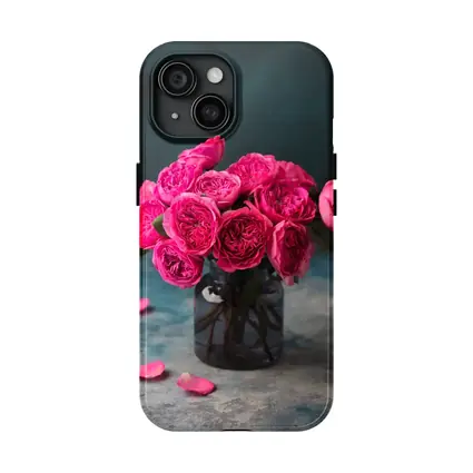 Pink Roses Bouquet In Glass Vase