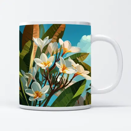 Plumeria Flowers Tropical Sky Illustration Art