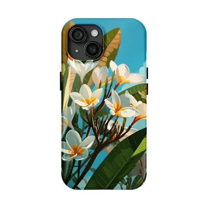 Plumeria Flowers Tropical Sky Illustration Art