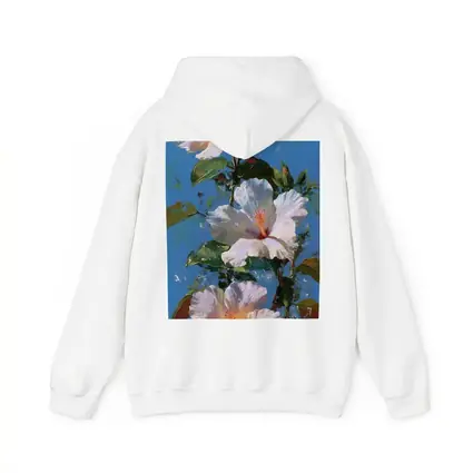 White Hibiscus Flowers Blue Sky Painting