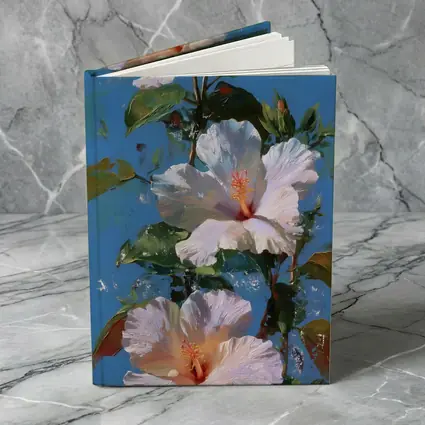 White Hibiscus Flowers Blue Sky Painting