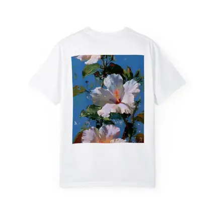 White Hibiscus Flowers Blue Sky Painting