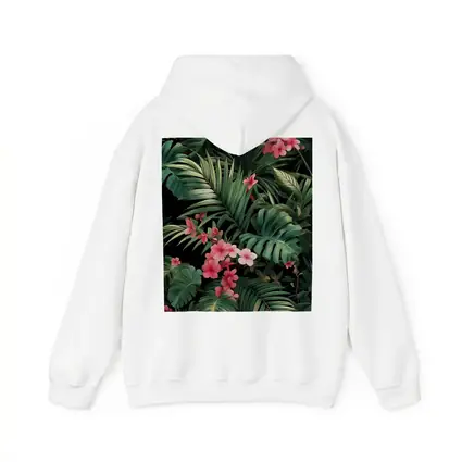 Tropical Leaves Pink Flowers Dark Background
