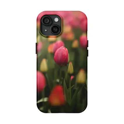 Pink Tulips Field Soft Green Background