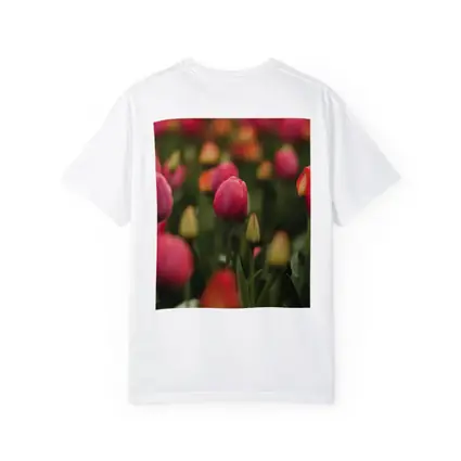 Pink Tulips Field Soft Green Background