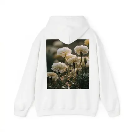 White Carnations Blooming in Soft Garden Light
