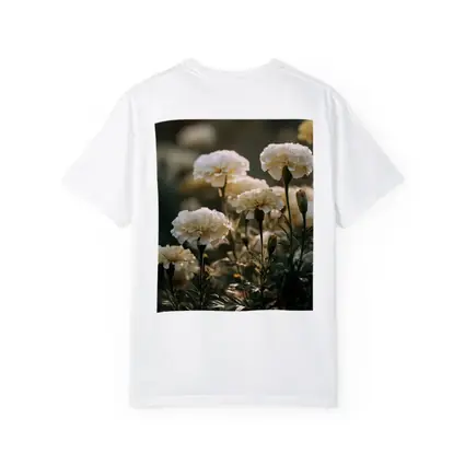 White Carnations Blooming in Soft Garden Light