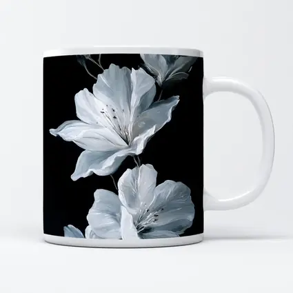 White Azalea Flowers On Black Background