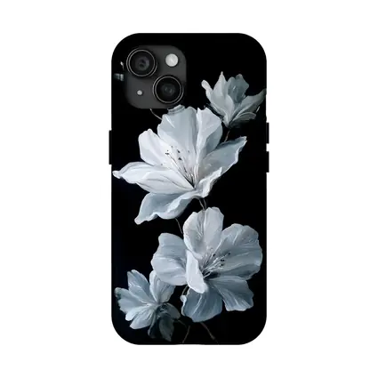 White Azalea Flowers On Black Background