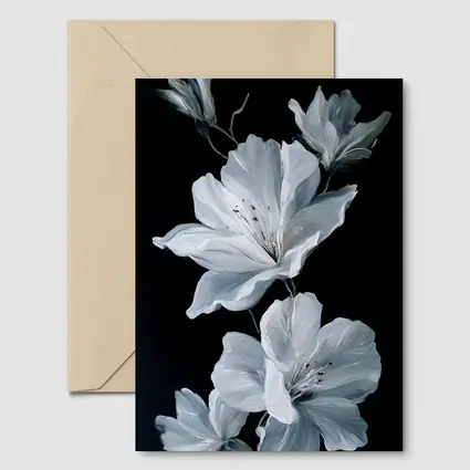 White Azalea Flowers On Black Background