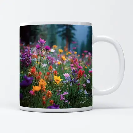 Colorful Wildflowers Meadow Forest Mountain Background
