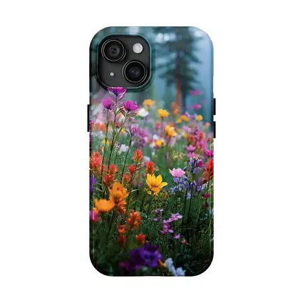 Colorful Wildflowers Meadow Forest Mountain Background