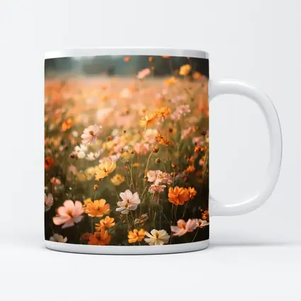 Cosmos Wildflower Field Soft Golden Light