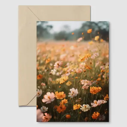 Cosmos Wildflower Field Soft Golden Light