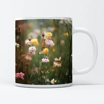 Soft Wildflowers Blooming in Misty Meadow