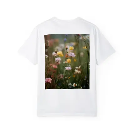 Soft Wildflowers Blooming in Misty Meadow