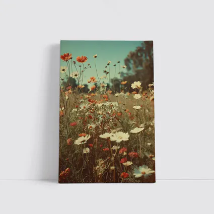 Retro Wildflower Field Soft Summer Meadow