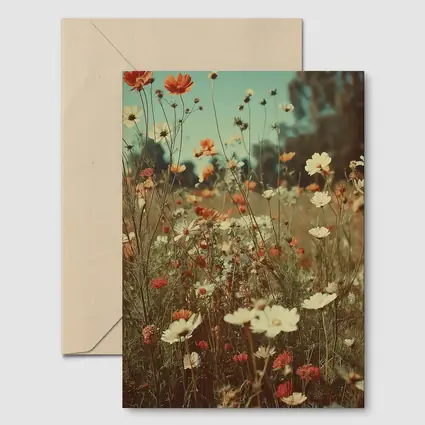 Retro Wildflower Field Soft Summer Meadow