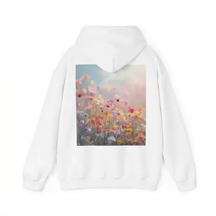 Pastel Wildflowers Field Soft Sky Background