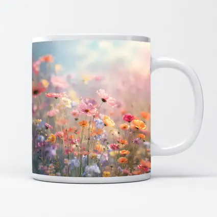 Pastel Wildflowers Field Soft Sky Background