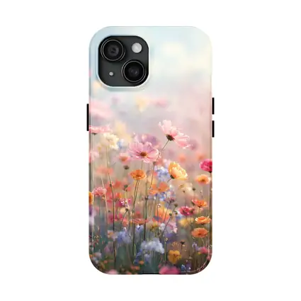 Pastel Wildflowers Field Soft Sky Background