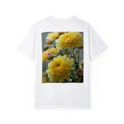 Yellow Chrysanthemums With Water Drops Gray Background