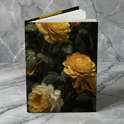 Yellow Roses Dark Botanical Garden Oil Painting