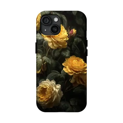 Yellow Roses Dark Botanical Garden Oil Painting