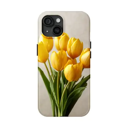 Yellow Tulips Bouquet On Beige Background