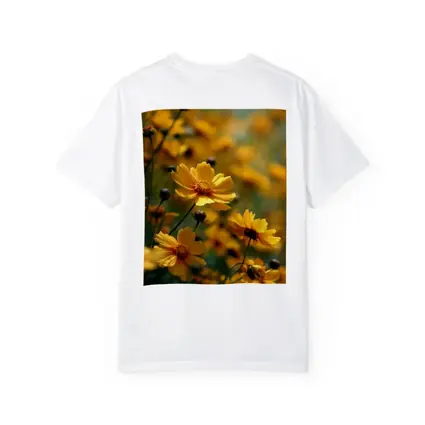 Yellow Coreopsis Flowers Green Blurred Garden Background