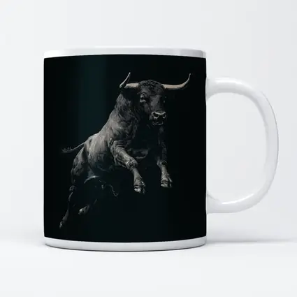 Charging Bull Black Background Scratchboard Art
