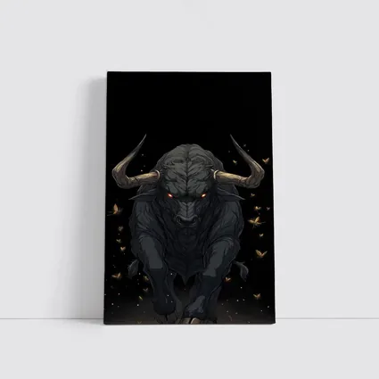 Dark Bull Anime Art Black Background
